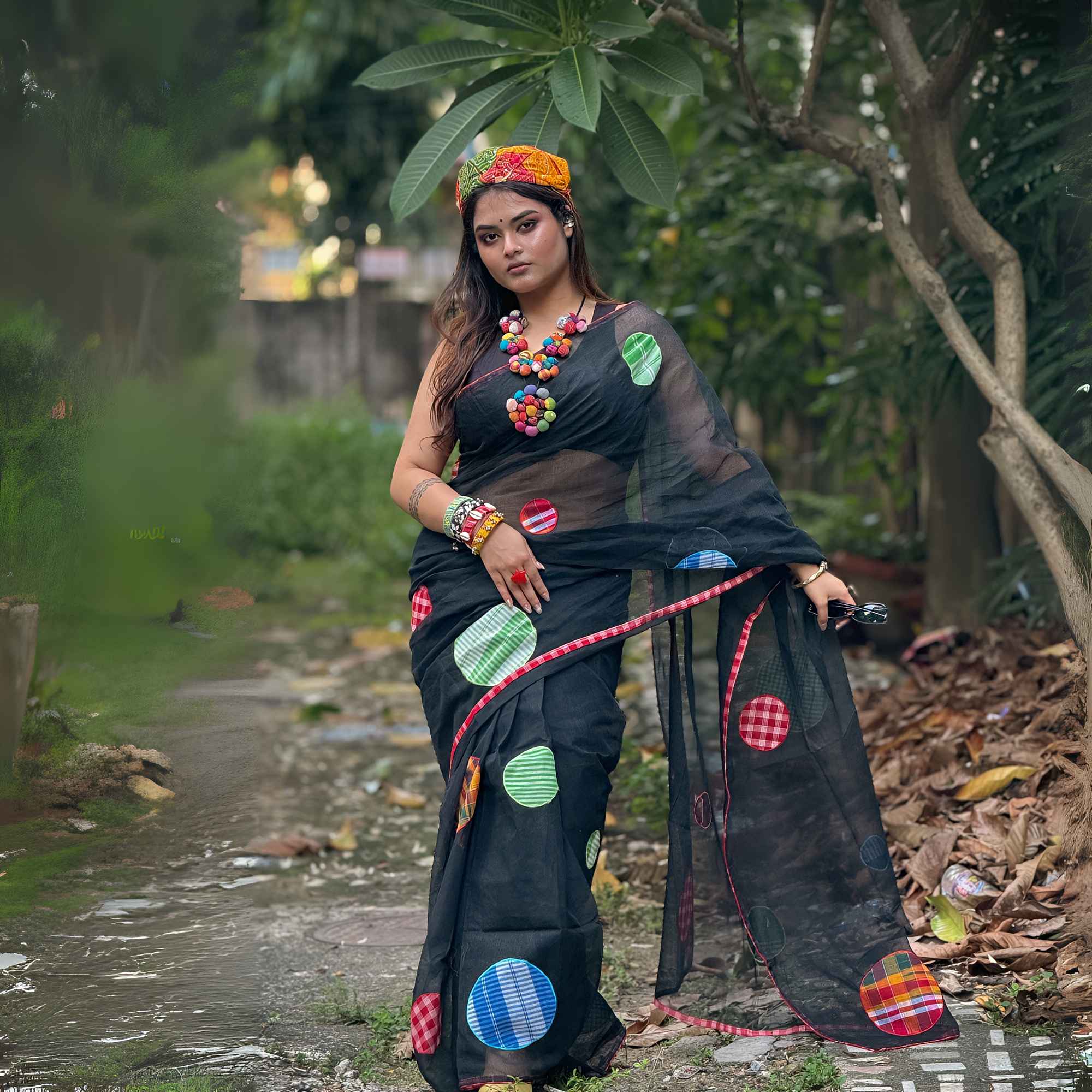 red white resham check saree (copy)
